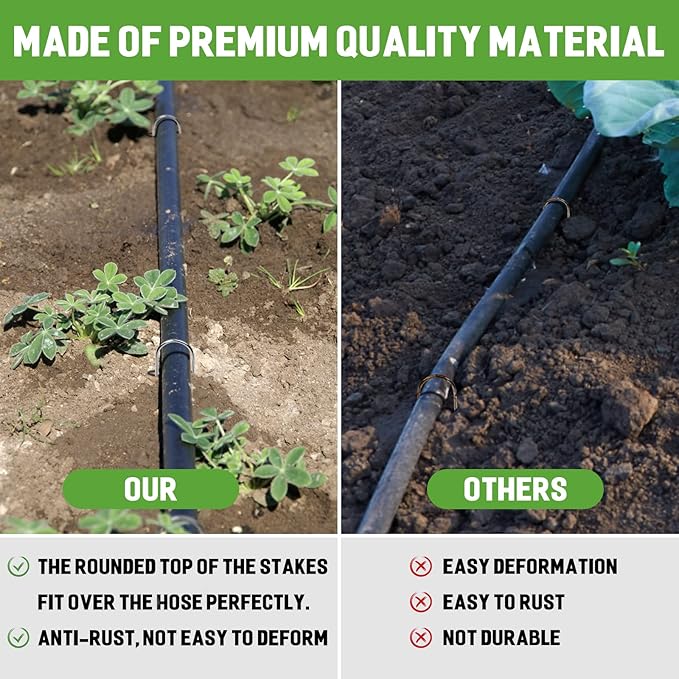U Shape Garden Stakes 4 Inch 80 Pack 11 Gauge Irrigation Tubing Stakes,Heavy Duty Galvanized Landscape Staples for Tube, Lawns, Weed Barriers, and Landscape Fabrics, Irrigation Hose,Floor Mats