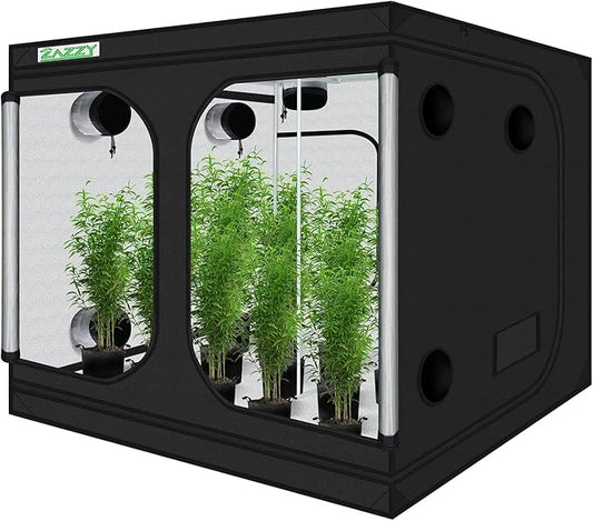 zazzy Growing Tent, 120"x120"x78" Grow Tent High Reflective Mylar with Observation Window and Removable Floor Tray for Hydroponics Indoor Plant Growing 10x10