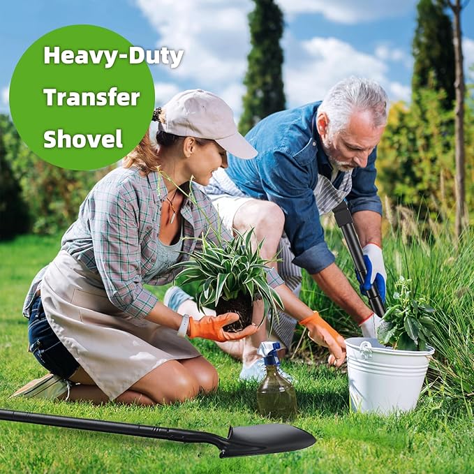 43.7Inches Spade Shovel Small Trench Shovel with Heavy Duty Steel Handle Garden Tools, Small Shovel for Digging Gardening Camping Yardwork Car Shovel, Black