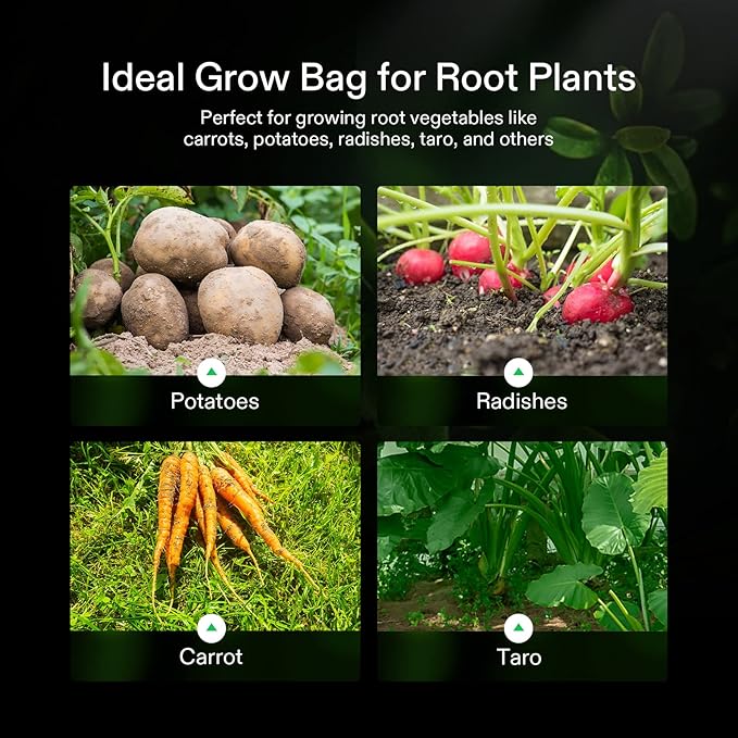 VIVOSUN 50-Pack 3 Gallon Grow Bags for Plants, Black-and-White Thick Plastic Bags for Potting Seedlings, and Rooting