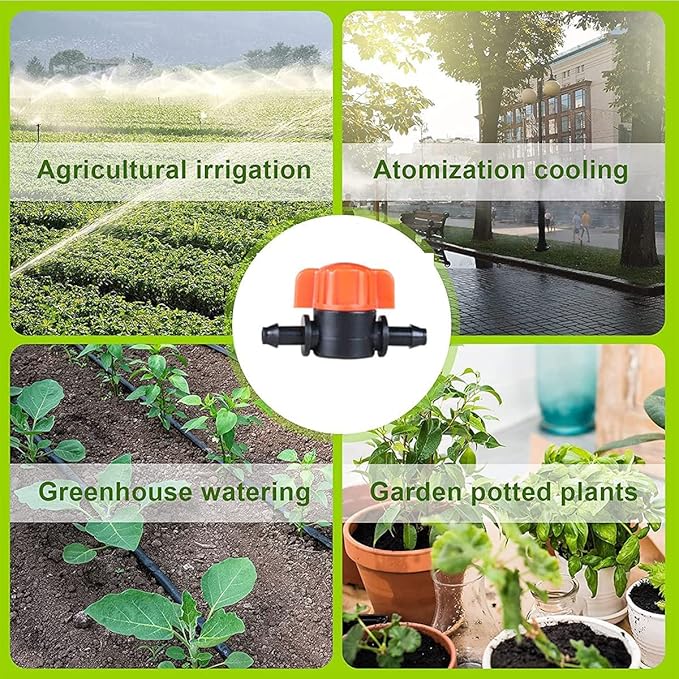 20pcs 1/4 Inch Barb Shut-Off Valve Universal Drip Irrigation Tubing Coupling Valve
