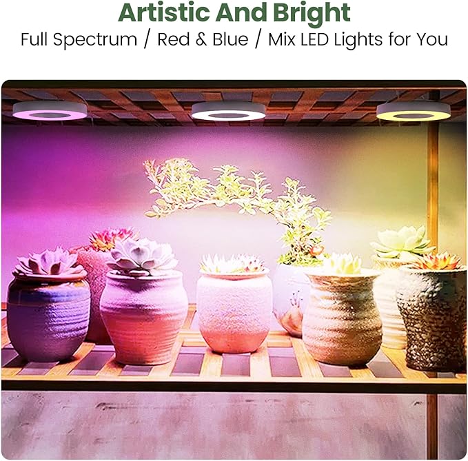Mosthink Ceiling Grow Lights for Indoor Plants, 192 LEDs Plant Light Full Spectrum, Under Cabinet Plant Growing Lamp with Auto Timer, 10 Dimmable Levels, 3 Modes with Transparent Cover,Corded