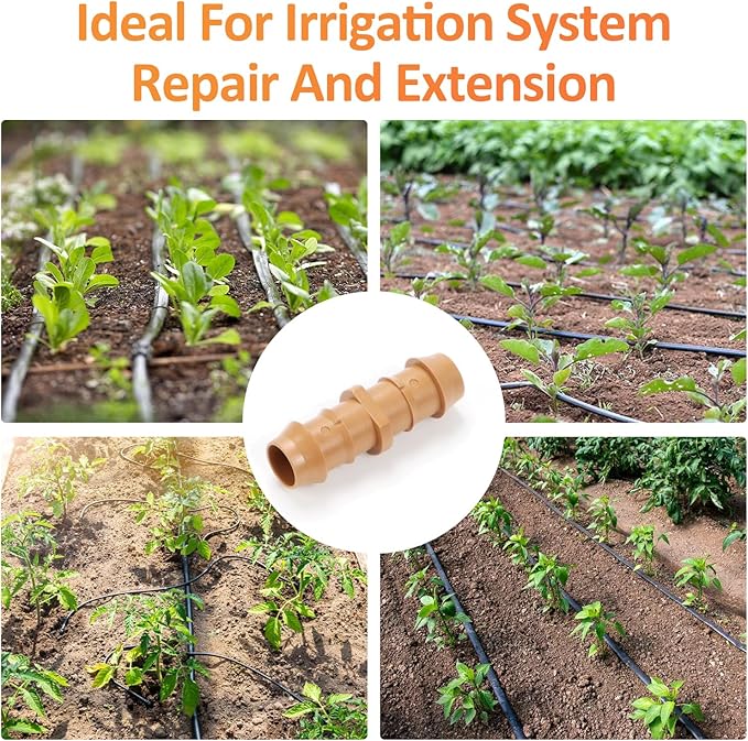 35 Pieces Drip Irrigation Coupling Fittings, 1/2'' Drip Line Barbed Coupler Connectors for 1/2 Inch, 5/8", .700" Irrigation Tubing 2-Way Straight Coupling for Garden Drip Sprinkler Systems