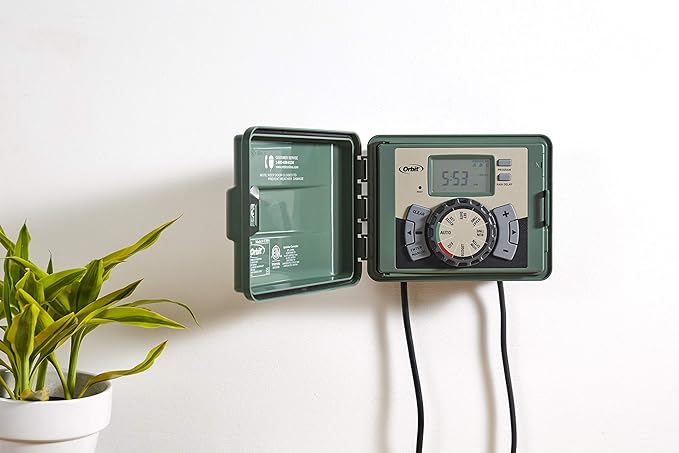 Orbit 57896 6-Station Outdoor Swing Panel Sprinkler System Timer, Green