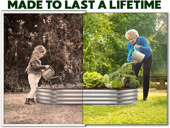 Galvanized Raised Garden Beds Outdoor // 6×3×1 ft (2-Pack) Planter Raised Beds for Gardening, Vegetables, Flowers // Large Metal Garden Box // Patented Tool-Free Design (Silver)