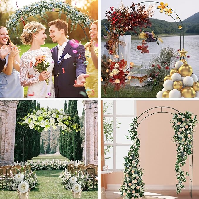 Tytroy Reconfigurable & Easy-to-Assemble Metal Outdoor & Indoor 7'6" Garden or Wedding Arch Arbor for Wedding Bridal Party Elegant Decorations & Garden Climbing Plants Vines (Green 1PC)