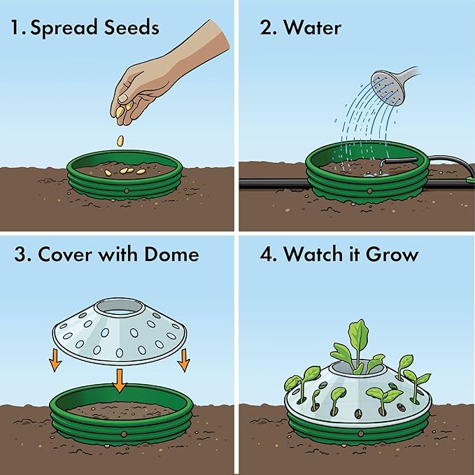 Salad Garden Kit with Grow Rings, Greenhouse Germination Domes, Seeds, Markers, Instructions – Gardening Gift for Mom, Teachers, Women, and Men – Made in USA