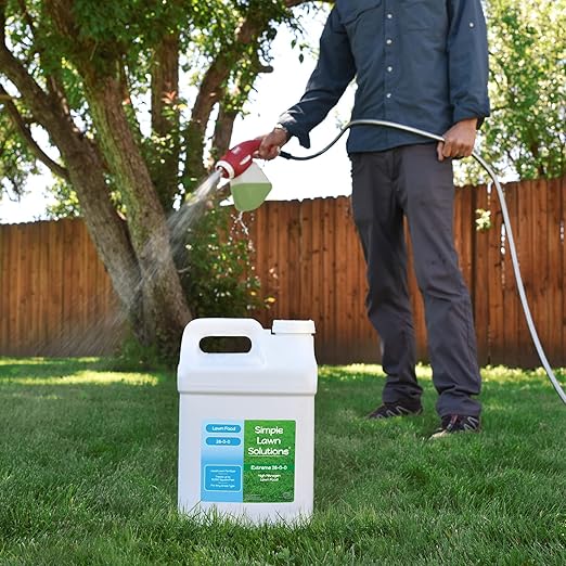 Maximum Green & Growth Fertilizer High Nitrogen 28-0-0 Lawn Food Liquid Fertilizer- Spring & Summer- Any Grass Type- Simple Lawn Solutions - Concentrated Quick & Slow Release Formula (2.5 Gallon)
