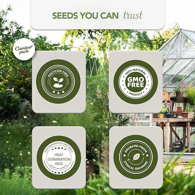 Garden Pack Seeds Pouch - 50 Varieties of Herb, Flower & Vegetable Seeds for Planting - 25,000 Non GMO Heirloom Seeds - Garden Seeds for Vegetable Garden