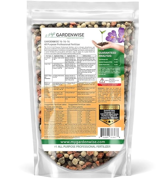 16-16-16 All Purpose Professional Fertilizer - Lawn Fertilizer - Flower Fertilizer - Trees Fertilizer - Shrubs Fertilizer - Vegetable Gardens Fertilizer (3 QUARTS)