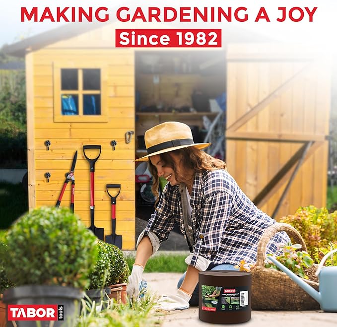 TABOR TOOLS 60 Ft Terrace Board, 5 Inch High, 0.1" Inch Thickness, Landscape Edging Coil, Grass Barrier, Bender Board, Garden Liner, ES35. (Brown)
