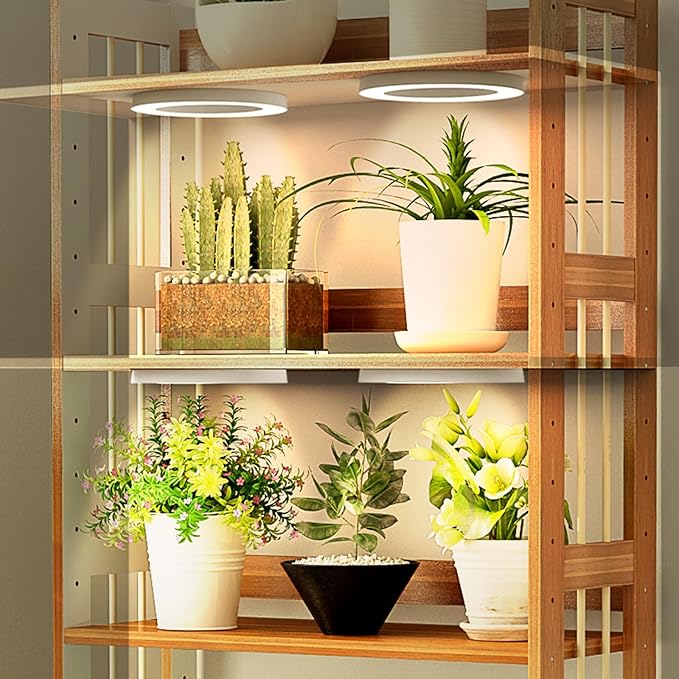 Mosthink 6.3" Ceiling Grow Lights for Indoor Plants, 144 LEDs Plant Light Full Spectrum, Under Cabinet Growing Lamp with Auto Timer, 10 Dimmable Levels, 3 Modes with Transparent Cover,Corded