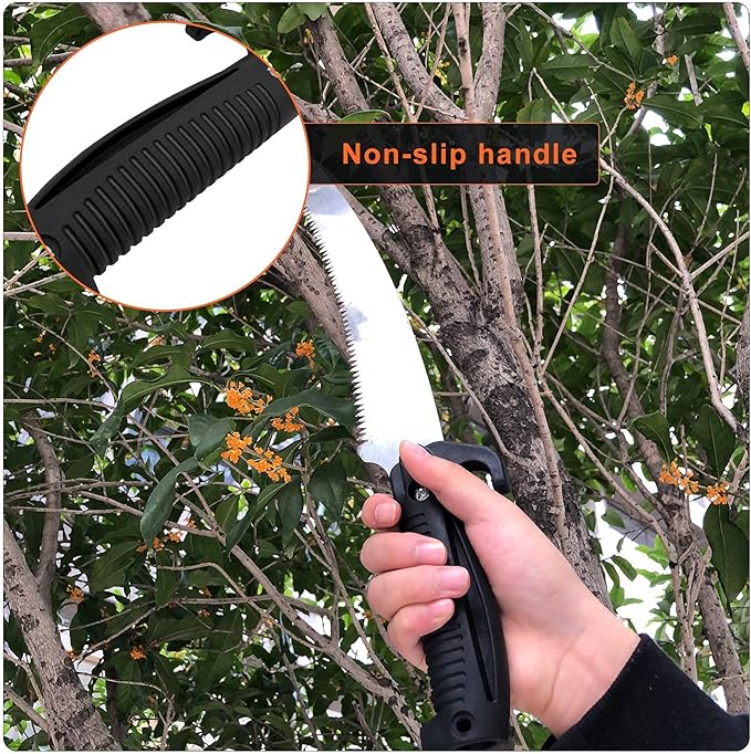 Buyplus 18FT Reach Pole Saws for Tree Trimming, Pole Saw with 3-12FT Telescoping Extension Pole, Pruning Saw with 19" 3X Detachable Saw, Non-Slip Handle, Tree Trimmer for Garden Palms Shrubs
