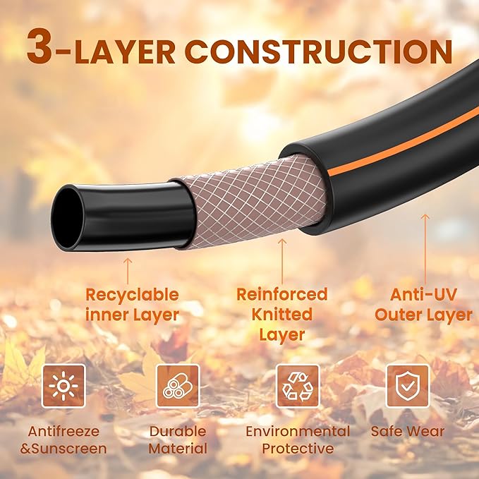 Giraffe Tools Garden Leader Hose 15ft x 5/8", Short Water Hose Heavy Duty, Flexible, Lightweight Hybrid Hose with Swivel Handle, Male to Female Fittings, Burst 600 PSI
