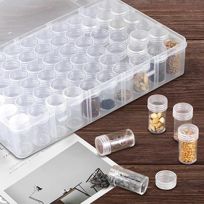 60 Slots Seed Storage Box, Seeds Storage Organizer with Label Stickers(seeds not included), Seed Container Storage used for Flower Seeds, Vegetable Seeds, Clover Seeds, Basil Seeds, Tomato Seeds