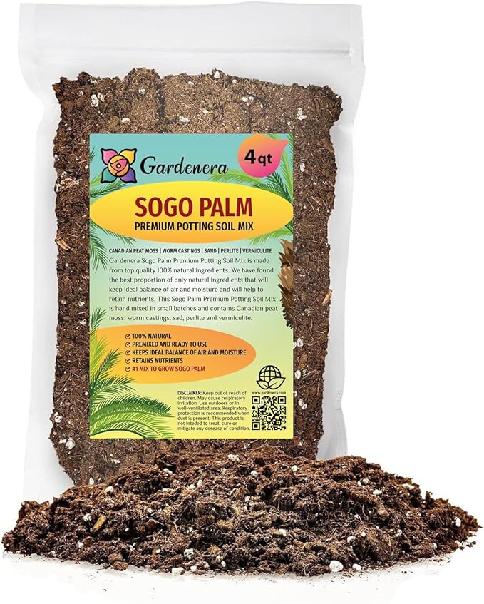 SOGO Palm Potting Mix - Promote Strong Roots and Captivating Elegance with Our Premium Blend - 4 Quart