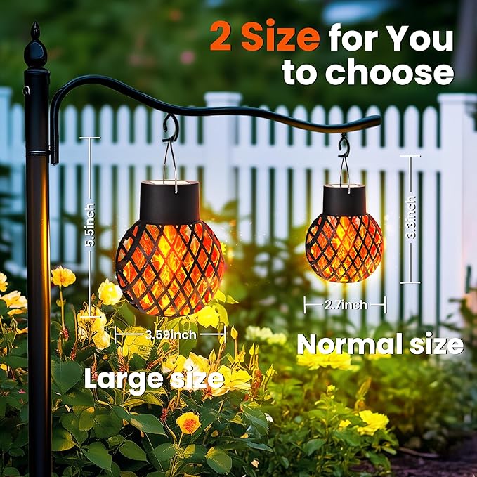 GIGALUMI 8 Pack Solar Lanterns for Outside,Solar Hanging Lights Outdoor Waterproof with Flickering Flame,Solar Powered Outdoor Lights Garden Decor for Yard,Patio,Tree,Camping,Festival Decoration