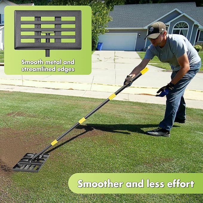 Lawn Leveling Rake,17"x10" Lawn Leveler Tool for Lawns with 6FT Ergonomic Handle,Heavy Duty Leveling Rakes for Lawns,Yard Garden Golf Course, Ease Level Soil Sand Dirt Surfaces…