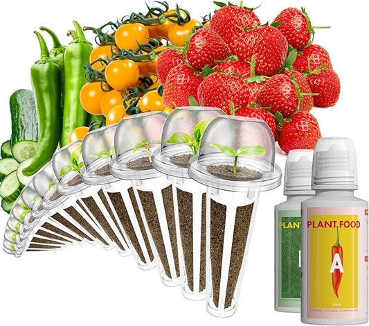 LYKOCLEAN Red Strawberry Seeds Pod for AeroGarden, idoo, Ahopegarden Hydroponics Garden, 12-pods (350 Seeds+, Include Strawberry, Golden Cherry Tomato, Dwarf Pea, Green Pepper, Ruby Queen Beet)