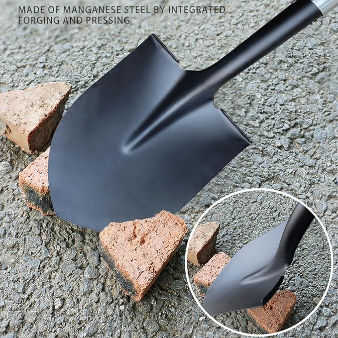 Shovel for Digging, Heavy Duty Shovel for Digging,57 inch Straight Handled Round Shovel with Non-Slip Tail Cover, Lawn and Yard Tools, Fiberglass Handle(Orange)