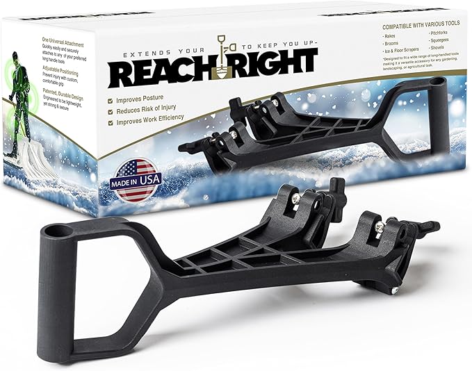 Snow Shovel Back Saving Attachment 2 Pack | Converts Regular Tool to Ergonomic Yard Tool | Handle Attachment for Snow Removal | Fits Snow Shovel for Driveway Ice Shovel for Car and Other Winter Tools