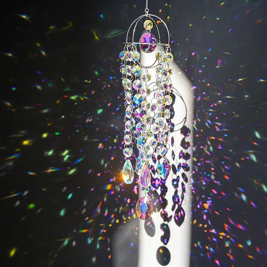 Sun Catchers with Crystals Rainbow Maker Hanging Crystals Prisms Suncatcher for Window - Crystal Chandelier Wind Chimes Sun Catchers Indoor Window Decorations