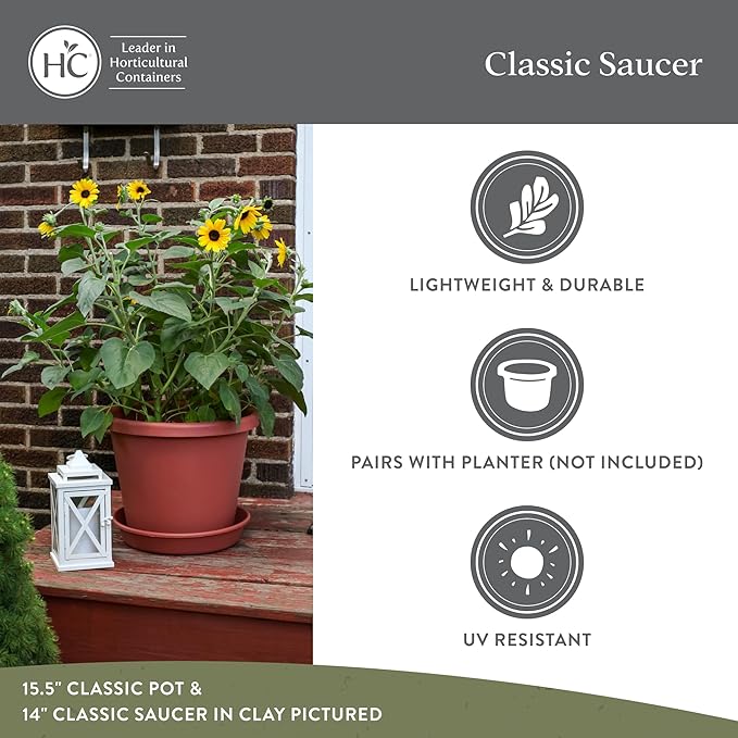 The HC Companies Flower Pot Saucers - Plastic Plant Saucer for Outdoors & Indoors - Traditional Design Plant Pot Trays for Water Drainage - Durable & Stylish Round Plant Tray (6-inch Seafoam)