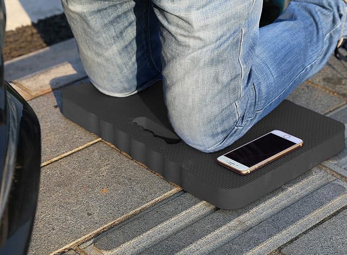 Extra Thick Kneeling Pad Comfy Foam Kneeler Mat Garden Knee Pad Cushion for Gardening Planting Yard Work Prayer Yoga Mechanic Exercise Workout Baby Bath 18 x 11 x 1.5 Inch Large Black 2 Pack