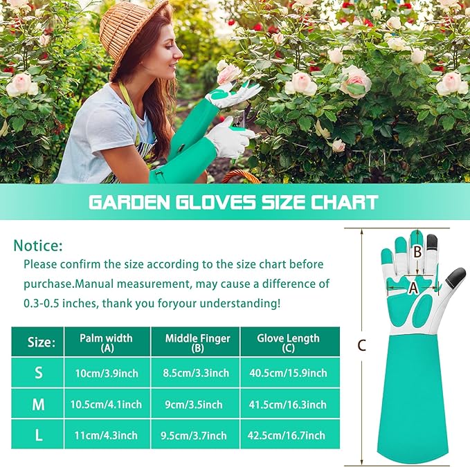 Long-Gardening-Gloves for Women/Men - Thorn Proof Rose Pruning Gloves Heavy Duty Gauntlet-S