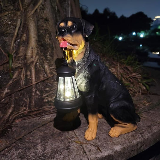 Garden Statues Dog Solar Hanging Light, Courtyard Resin Simulated Handicraft Dog Statue Ornament, Garden Yard Entrance Decoration.