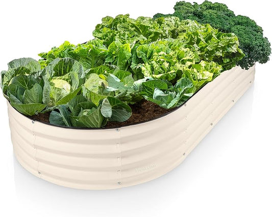 Galvanized Raised Garden Beds Outdoor // 6×3×1 ft Planter Raised Beds for Gardening, Vegetables, Flowers // Large Metal Garden Box // Patented Tool-Free Design (White)