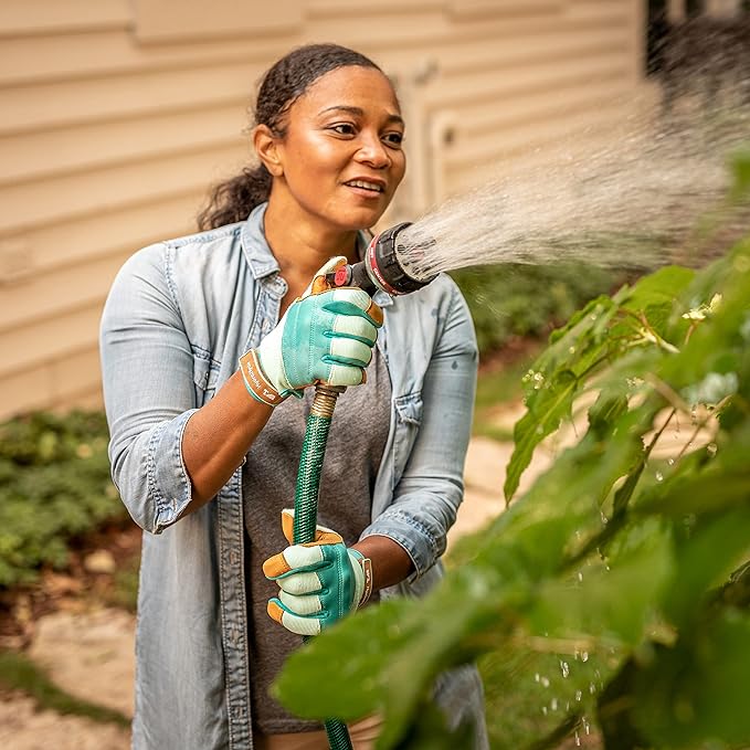Women's HydraHyde Water-Resistant Leather Palm Hybrid Work Gardening Gloves,Blue Large (Pack of 1),(Wells Lamont 3250)