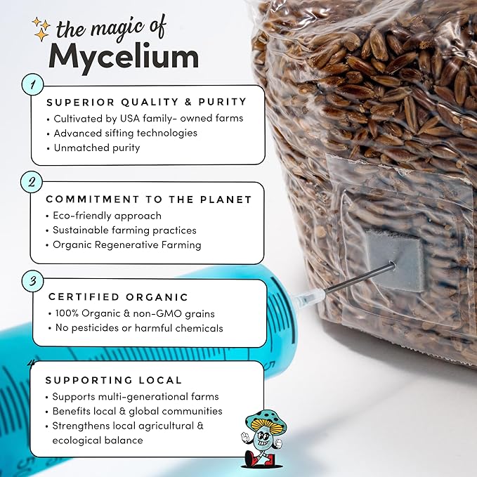 Mycelium's Superior Dung-Loving Mushroom Substrate & Milo Grain 3 LB All-in-One Bag – Organic Coco Coir, Vermiculite & Gypsum Formula, Pre-Sterilized & Ready for Easy Home Cultivation