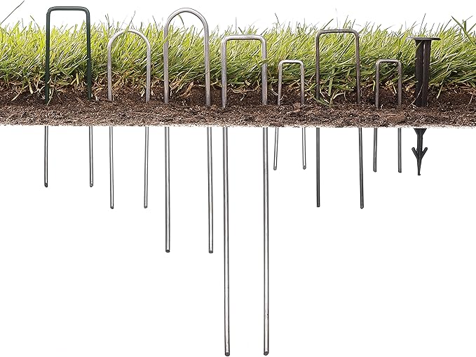 500-Pack Anti-Rust 6 Inch 11 Gauge Round-Top Heavy-Duty U-Shaped Garden Securing Stakes/Spikes/Pins/Pegs - Hot Dipped Galvanized Sod Staples for Anchoring Landscape Fabric