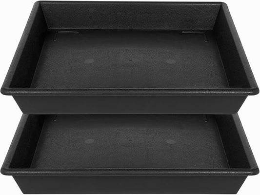 Square Plant Saucer 14 Inch 2 Pack 8 12 14 16 18 20 Plant Trays for Pots Heavy Duty Plastic Plant Saucers for Indoors Outdoors, Flower Pot Plant Drip, Extra Lager No Holes Plant Tray