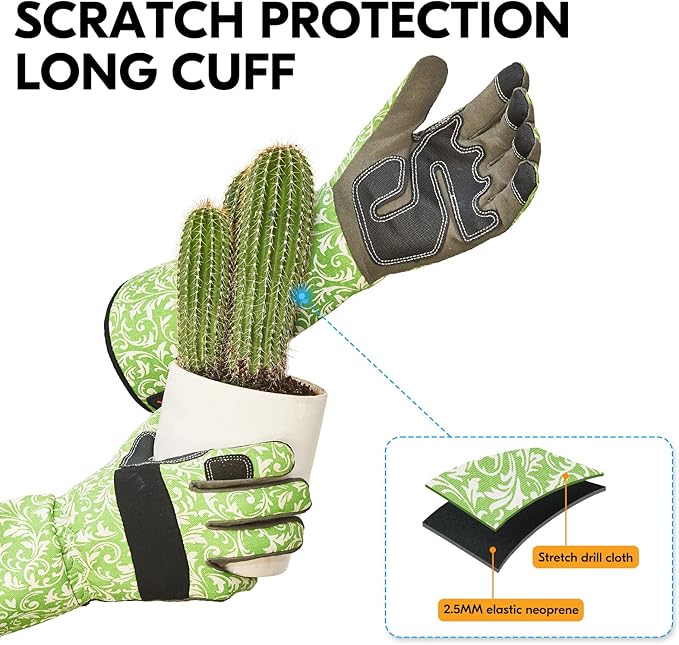 Vgo... 1 Pair Gardening Gloves Ladies,Safety Work Gloves,Long Sleeves Gauntlet,Puncture Proof,Touchscreen(Size XS,Green,AL6608-FM)