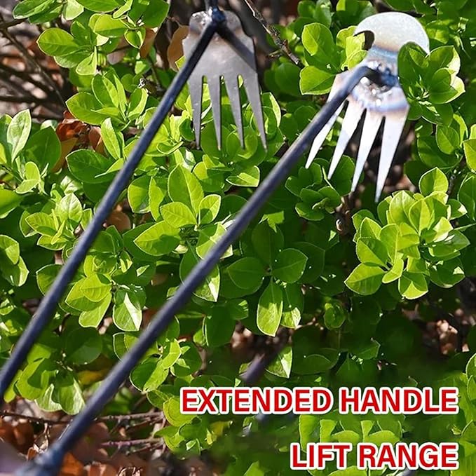 Amposei Weeding Artifact Uprooting Weeding Tool, Multifunctional Weeder, Hand Weeder Tool, Stand Up Weed Puller Tool with Handle for Garden Yard Farm Weed Removal (16in, Black Metal Handle)
