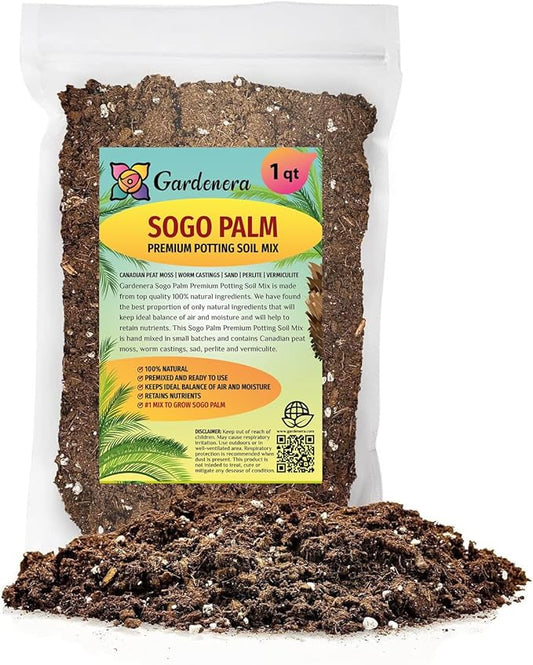 Premium SOGO Palm Plant Potting Mix - Crafted for Thriving Growth and Exquisite Beauty - 1 Quart