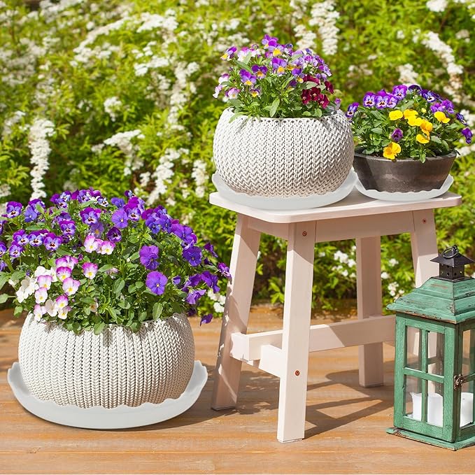 12 Packs Wave Plant Saucer - Plastic Flower Pot Drip Trays/Durable Heavy Duty White Plant Tray for Indoor and Out Door Plant(6/8/10 inch)