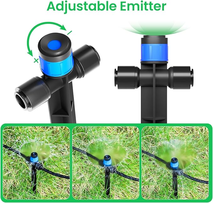 MIXC 20 Packs Drip Emitters for 1/4" Tubing with Adjustable Water Flow,Fan Shape, 360 Degree Sprayer Ideal for Irrigation System