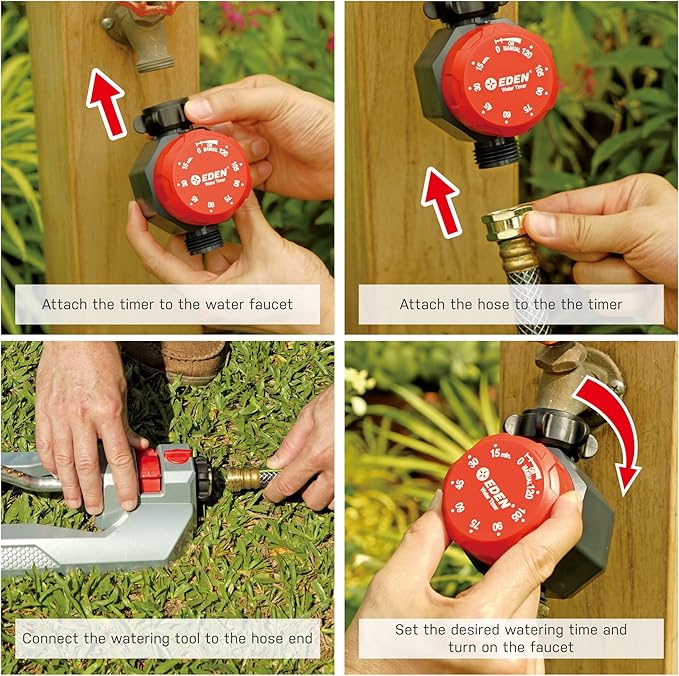Eden Mechanical Watering Hose Timer for Lawn and Garden, 1-Zone Sprinkler Timer