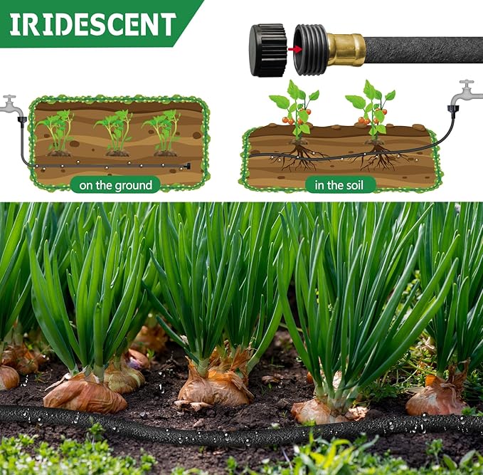 4-Pack Soaker Hose for Garden 10 Ft, Short Soaker Hoses 40 Ft, Rubber Garden Hose for Watering, Heavy Duty Drip Irrigation Hoses System (10 feet 4-Pack)