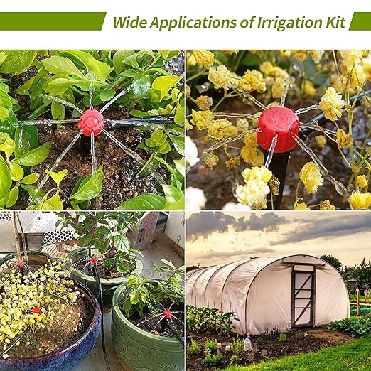 Irrigation Drippers,50 pcs Drip Irrigation Emitters for 1/4" Drip Irrigation Tubing 360 Degree Adjustable Water Flow Drip Emitters Irrigation Drip Heads Drip Irrigation Spray Emitters for Flower Plant