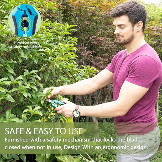 VIVOHOME Gardening Hand Pruner with Straight Stainless Steel Blades Non-stick Pruning Shear Bonsai Cutter Blue for Potting (Pack of 10)