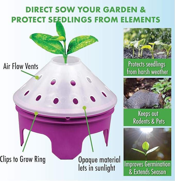 Salad Garden Kit with Grow Rings, Greenhouse Germination Domes, Seeds, Markers, Instructions – Gardening Gift for Mom, Teachers, Women, and Men – Made in USA
