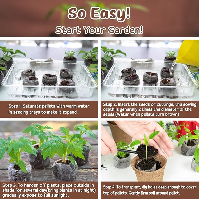 Legigo 300 Pcs 30mm Peat Pellets Starter Pods, Compressed Starting Plugs Pellet Fiber Soil Helps to Avoid Root Shock for Garden Planting Herb Flower Vegetables