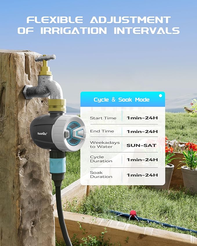 RAINPOINT WiFi Sprinkler Timer Water Timer, Brass Inlet Smart Hose Faucet Timer, Automatic Irrigation System Controller for Yard Watering, APP Control via 2.4Ghz WiFi and Bluetooth (V2, 2025 Release)