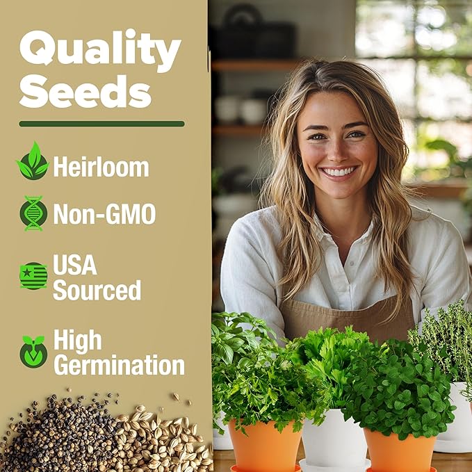 HOME GROWN Deluxe 8 Herb Garden Kit – Unique Mother's Day Gardening Gift for Women, Mom, Her – Perfect Kitchen Gifts for Gardeners, Friends, New Home, Housewarming, and Herb Plant Starter Kit