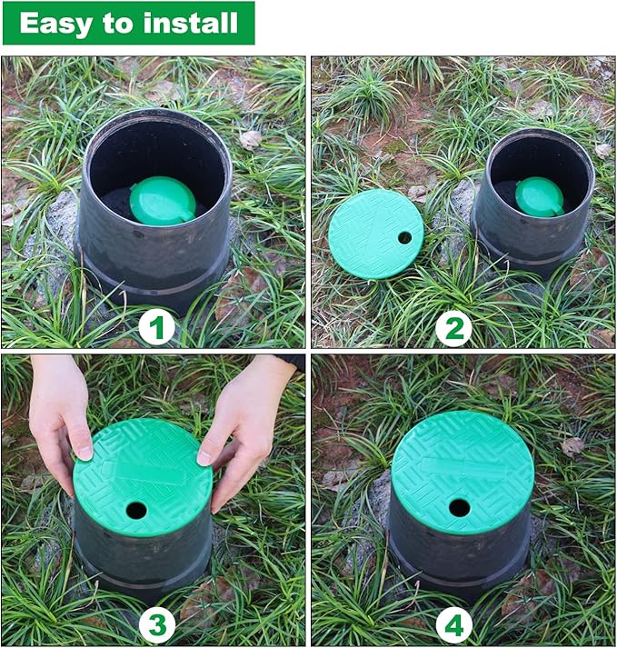 Bandelt Sprinkler Valve Box Cover Lid for Automatic Irrigation Water System Lawn, Yard, Outside ID 5.5" OD 6"-4 Pack