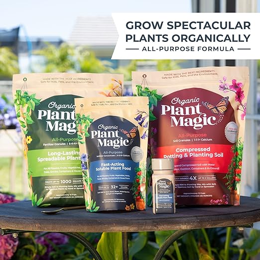 Organic Plant Magic - Truly Organic™ Easy to Use Soluble Plant Food Shaker: All-Purpose Fertilizer Concentrate for All Flower Vegetable Herb Fruit Tree Indoor Garden & House Plants [Two 3 oz Shaker]